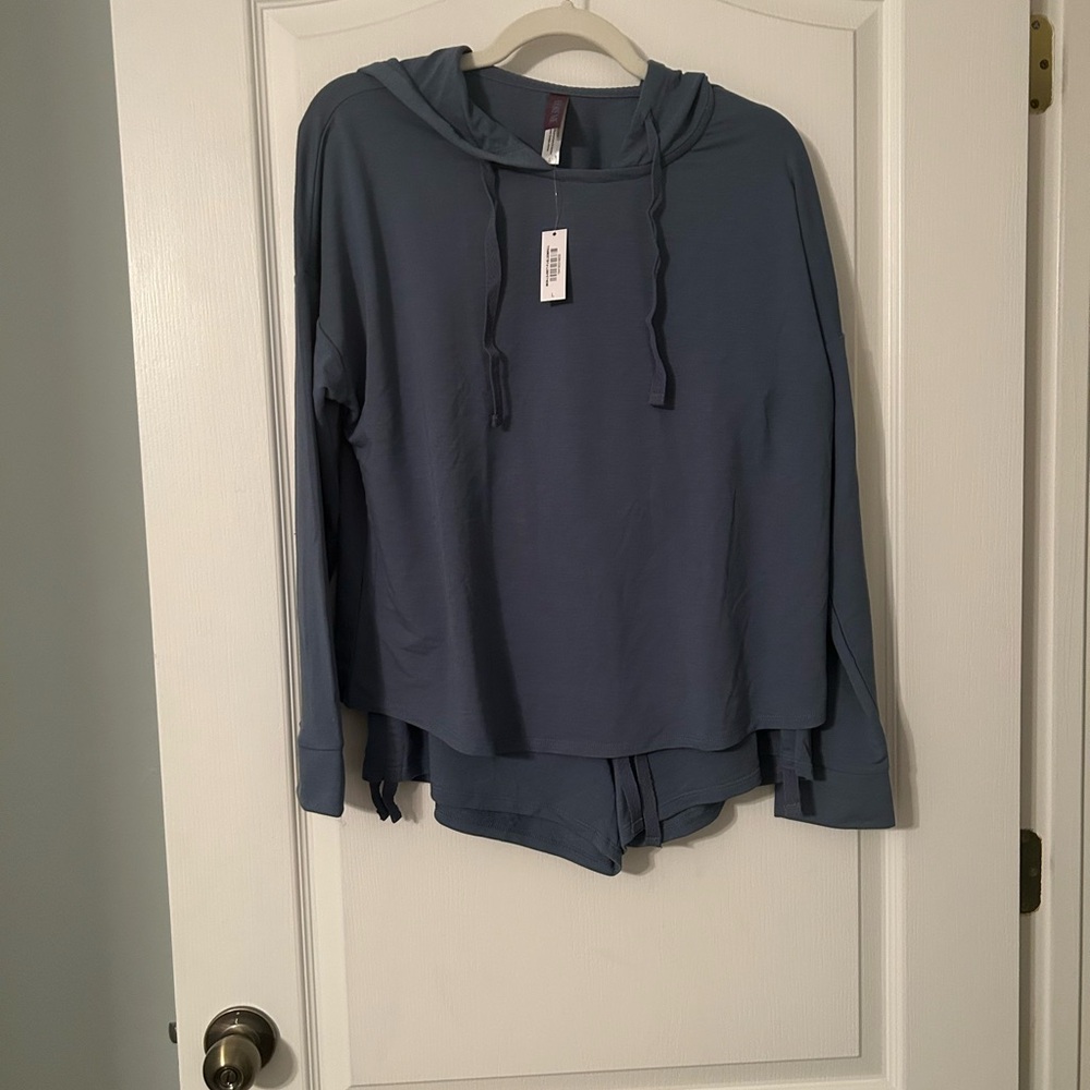 Adore Me Slate Blue Hooded Loungewear Set